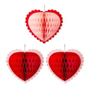 Vintage Style Red Paper Heart Shaped Danglers Set of 3 Valentine Day